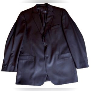 Tom James men’s Blazer sports coat, sz 42L classic navy blue, 100% wool EUC